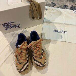Burberry Beige and Plaid Sneakers